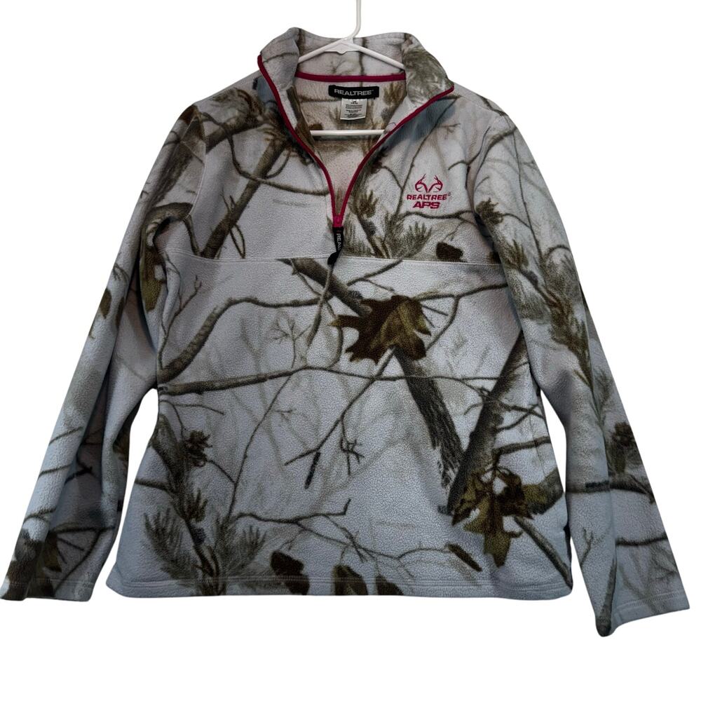 Realtree Women's‎ Woodlands Camo Fleece Half Zip Jacket Size L Outdoors Woods